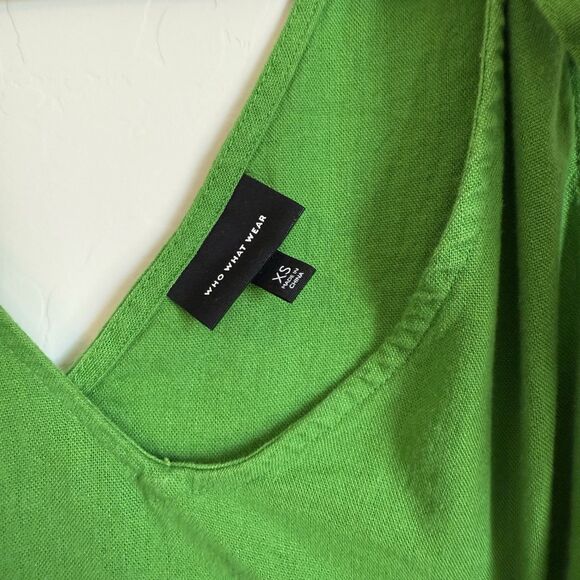 Who What Wear Kelly Green Linen Blend Oversized Baby Doll Tank Top Extra Small - Picture 6 of 8